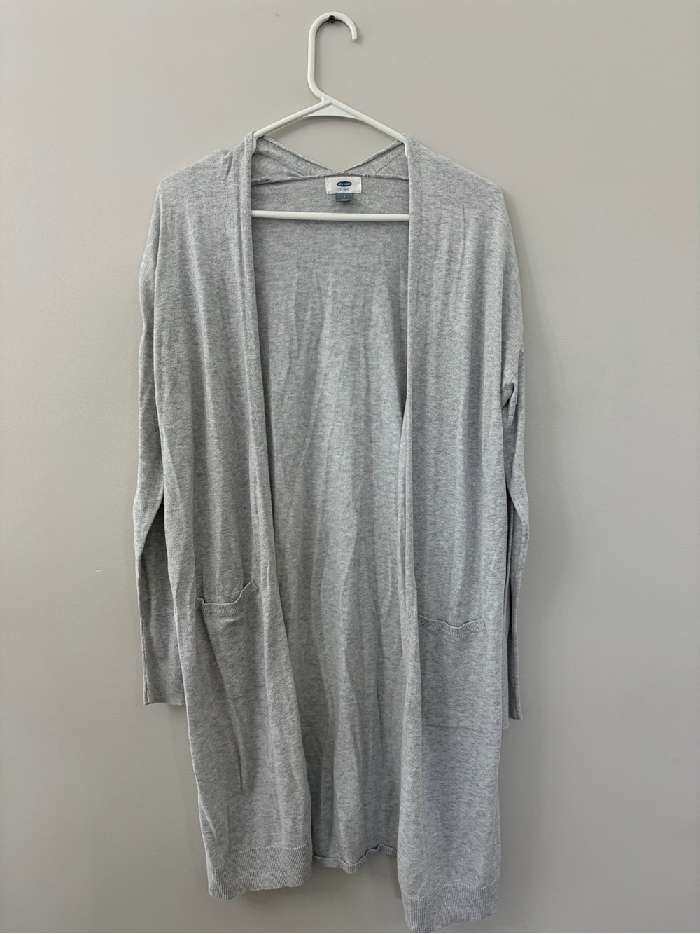 Old Navy Light Gray Open-Front Long Cardigan Sweater